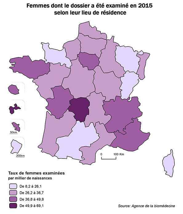 Figure CPDPN3. Région de résidence des femmes dont le dossier a été examiné au moins une fois au cours de l’année 2015