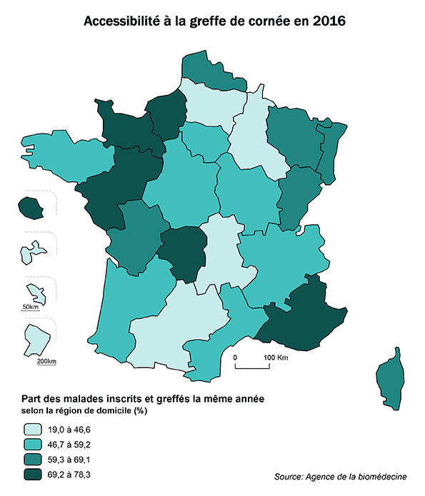 Figure Co4. Accessibilité à la greffe de cornée en 2016